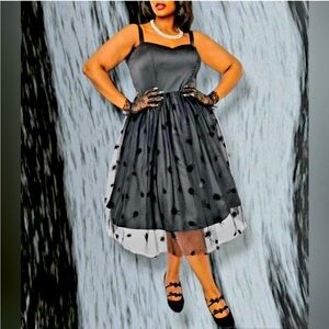 Beetlejuice x Unique Vintage Flocked Cockroach Swing Dress XL